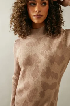Abstract Animal Jacquard Jumper Dress