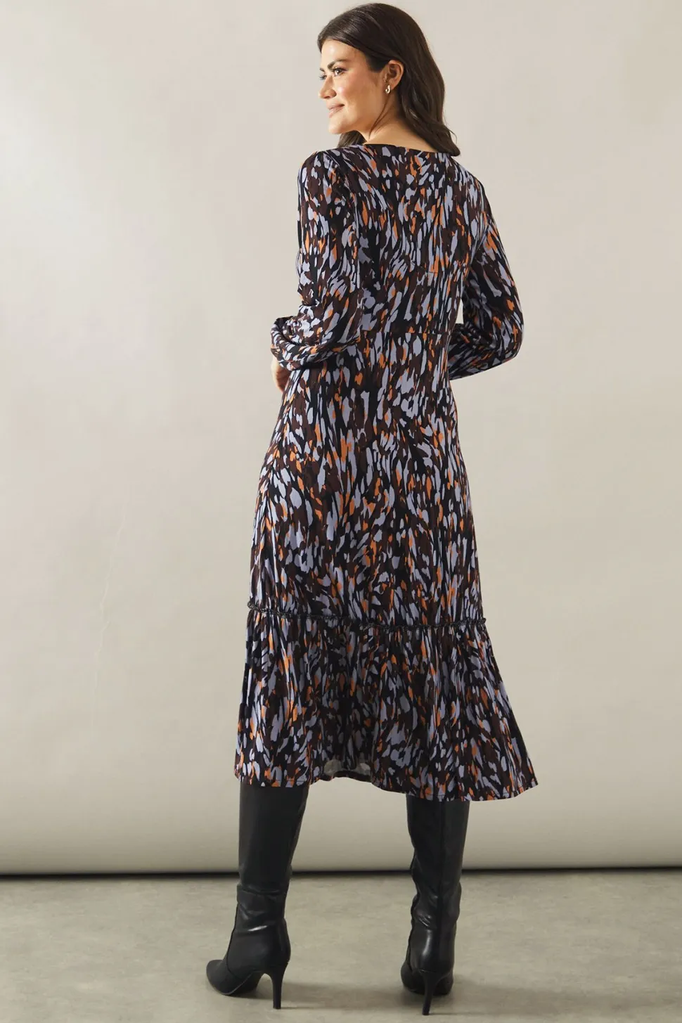 Abstract Animal Print Jersey Wrap Dress