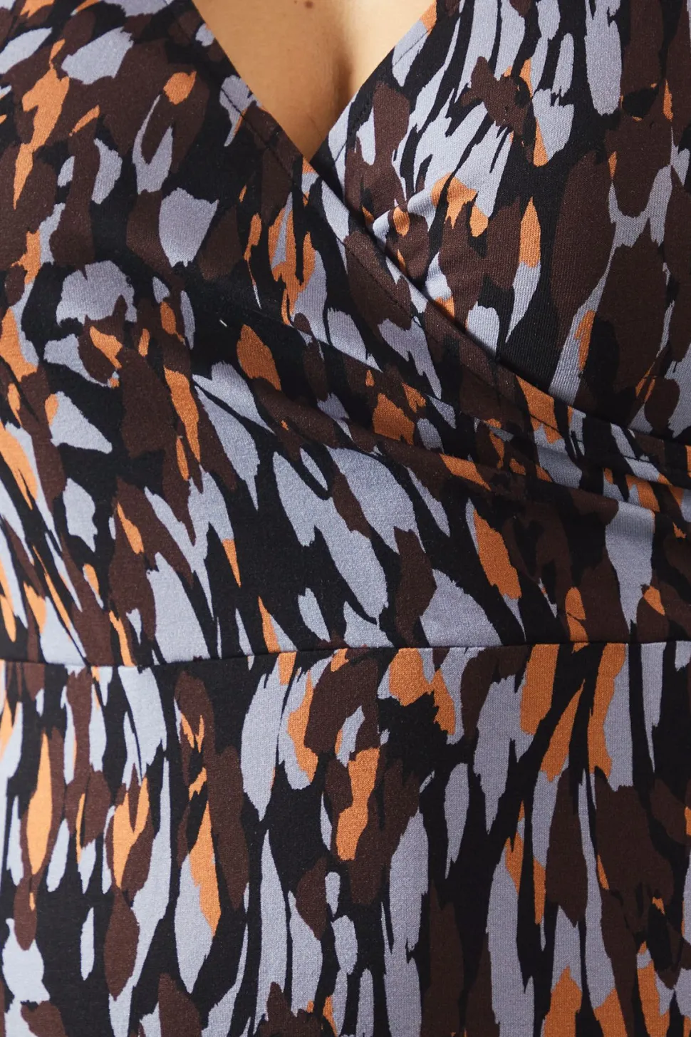 Abstract Animal Print Jersey Wrap Dress