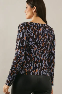Abstract Animal Print Jersey Wrap Top