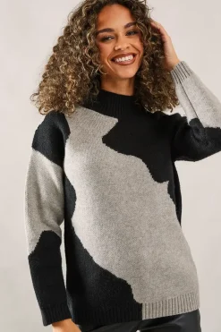 Abstract Design High Neck Jumper
