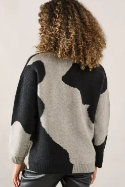 Abstract Design High Neck Jumper