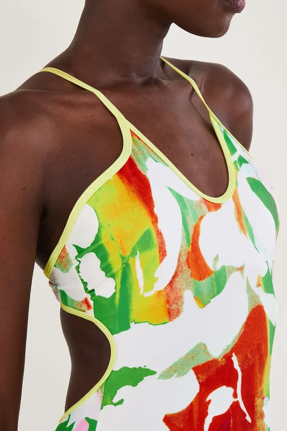Abstract Floral Print Swimsuit with Recycled Polyester