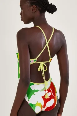Abstract Floral Print Swimsuit with Recycled Polyester
