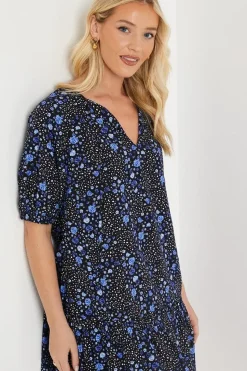 Abstract Floral Smock Mini Dress