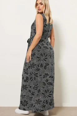 Abstract Floral Wrap Maxi Dress