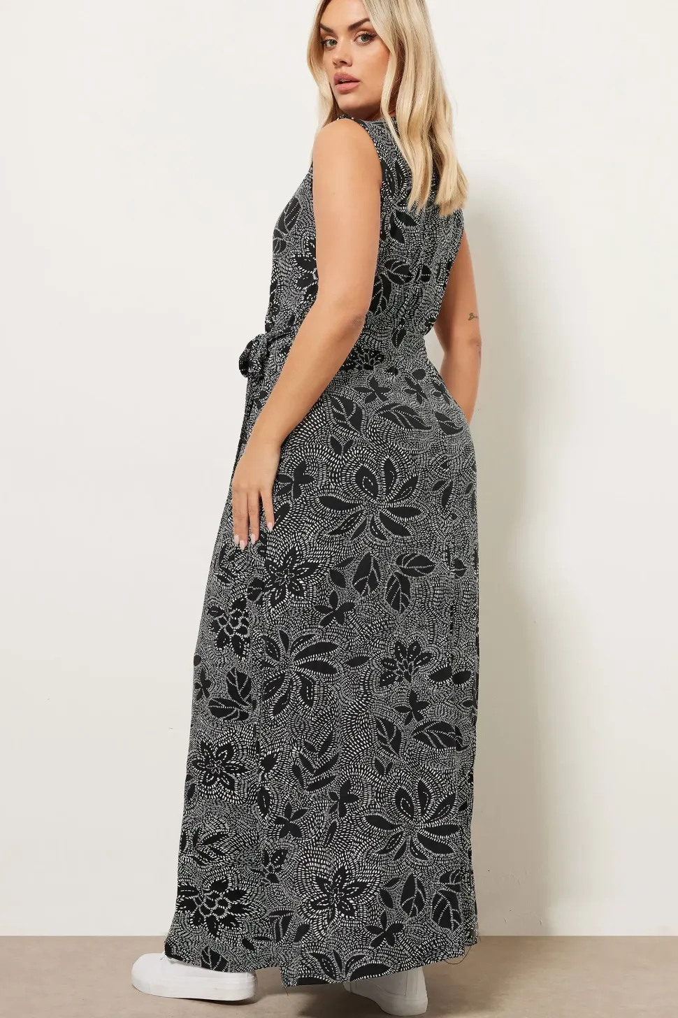 Abstract Floral Wrap Maxi Dress