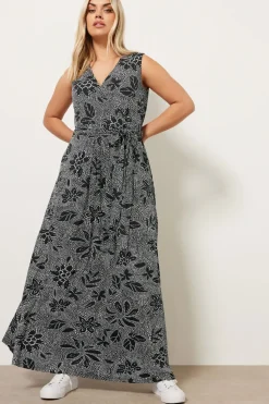 Abstract Floral Wrap Maxi Dress