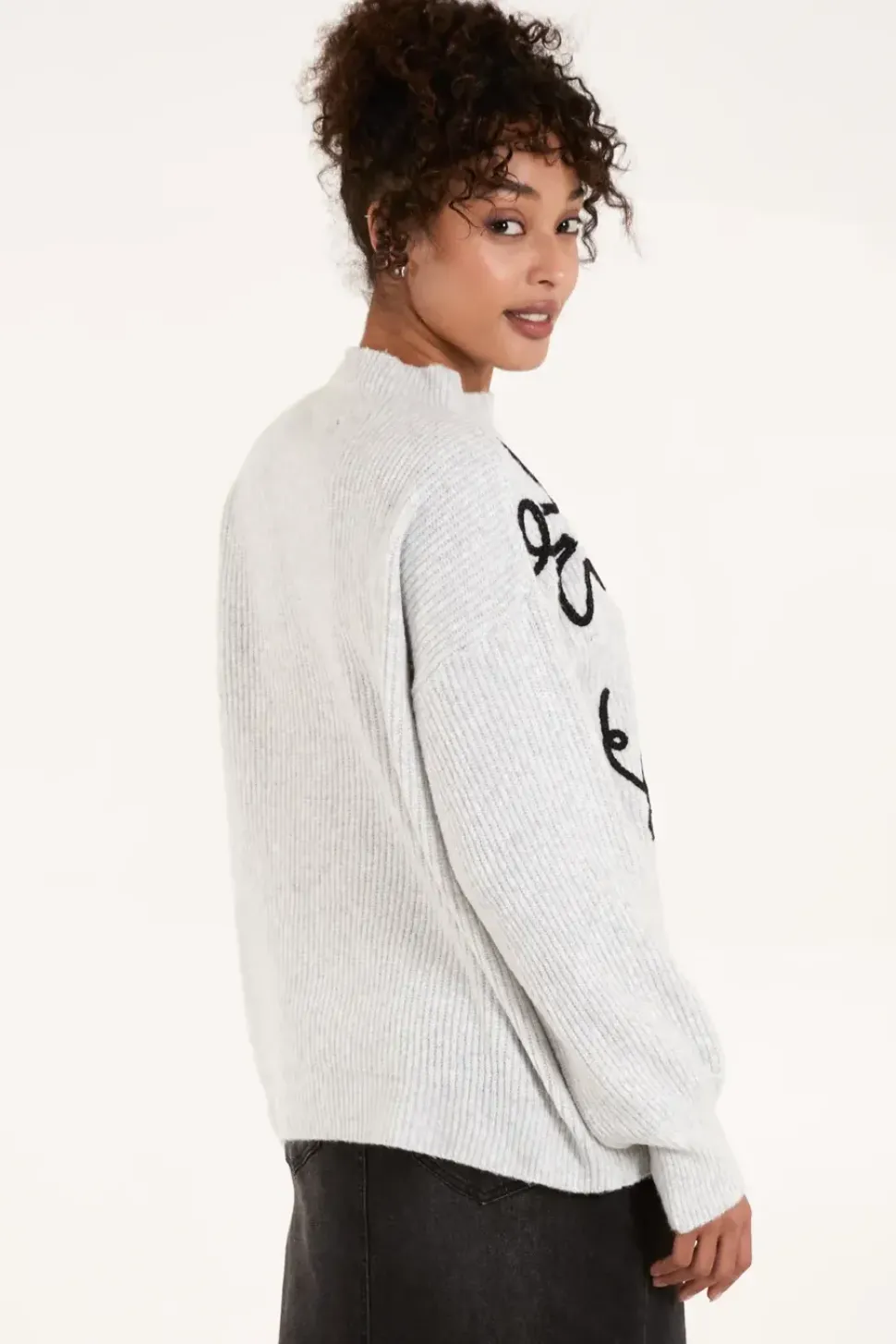Abstract Flower Embroidery Jumper