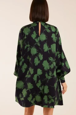 Abstract High Neck Keyhole Shift Dress