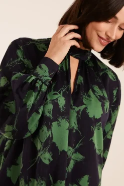 Abstract High Neck Keyhole Shift Dress