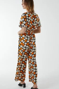Abstract Honeycomb Cross Over Jumpsuit