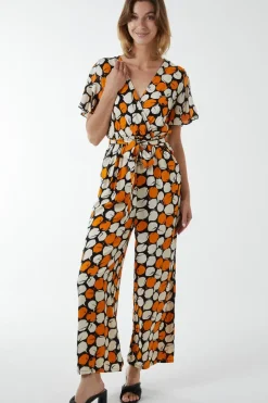 Abstract Honeycomb Cross Over Jumpsuit
