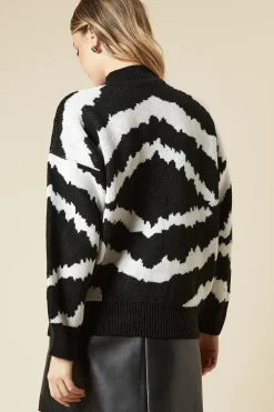 Abstract Jacqaurd Detail Crew Neck Jumper