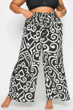Abstract Print Crinkle Trousers