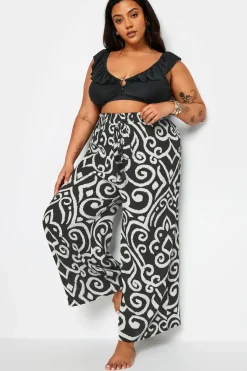 Abstract Print Crinkle Trousers