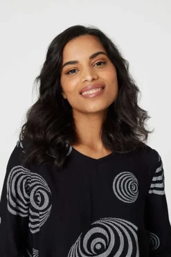Abstract Print Frill Hem Tunic Top