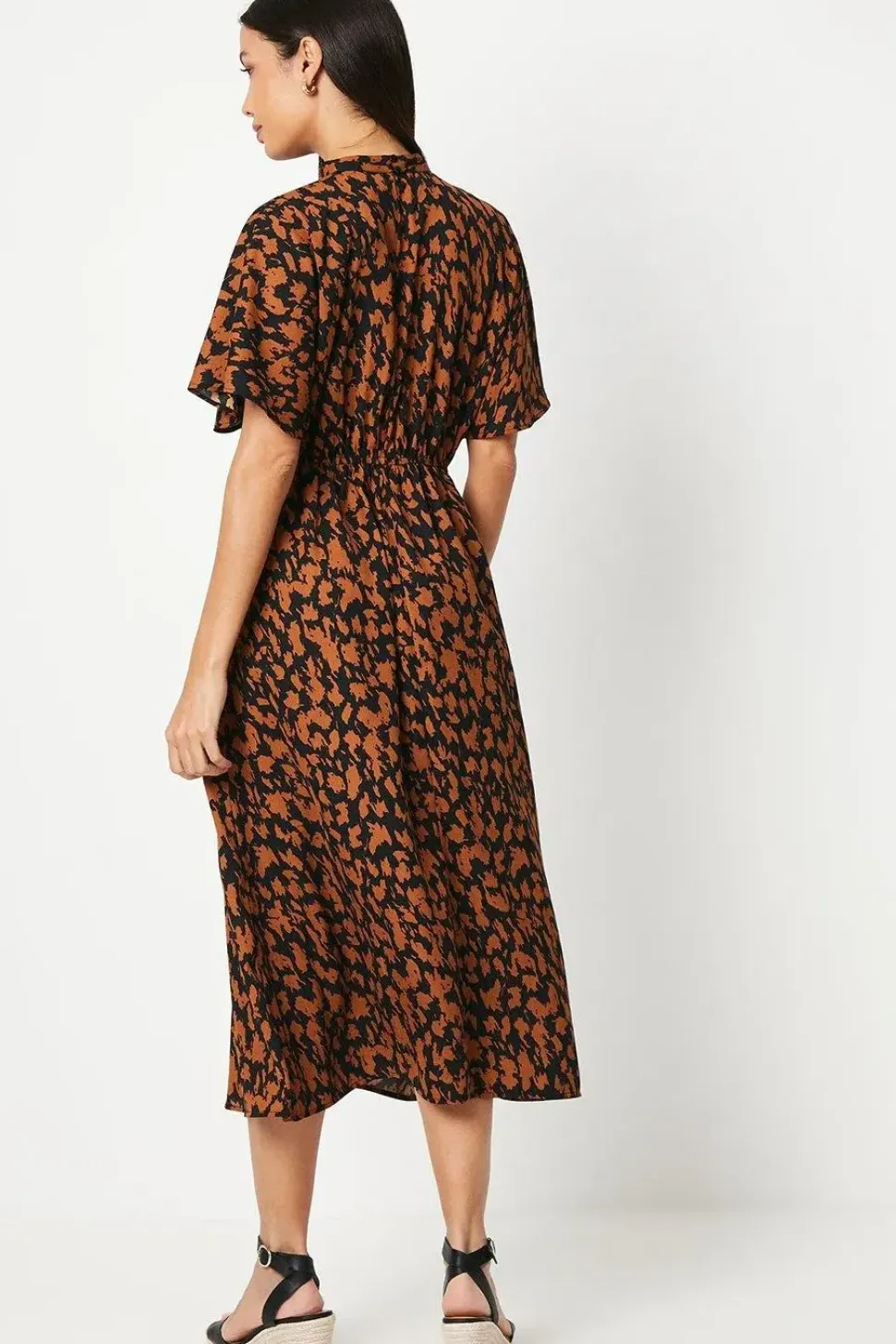 Abstract Print High Neck Midi Dress