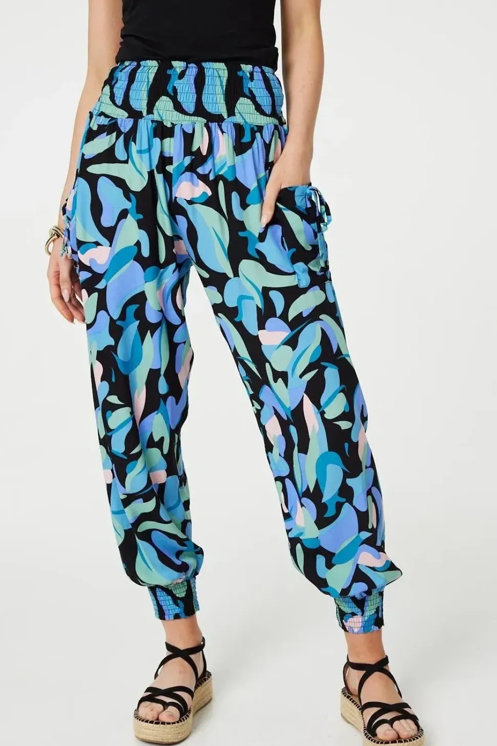 Abstract Print High Waist Harem Pants