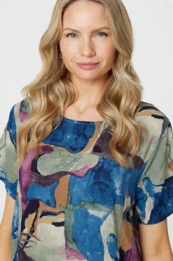 Abstract Print Knee Length Shift Dress