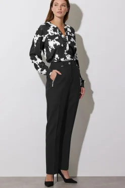 Abstract Print Military Button Shirt