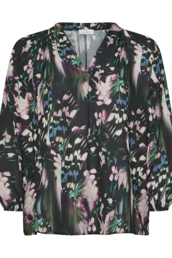 Abstract Print Pleated Blouse