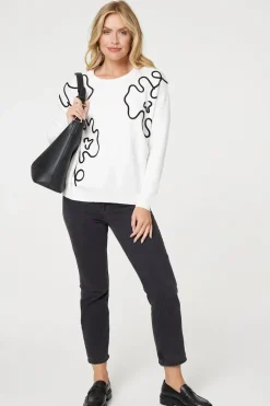 Abstract Print Scoop Neck Pullover