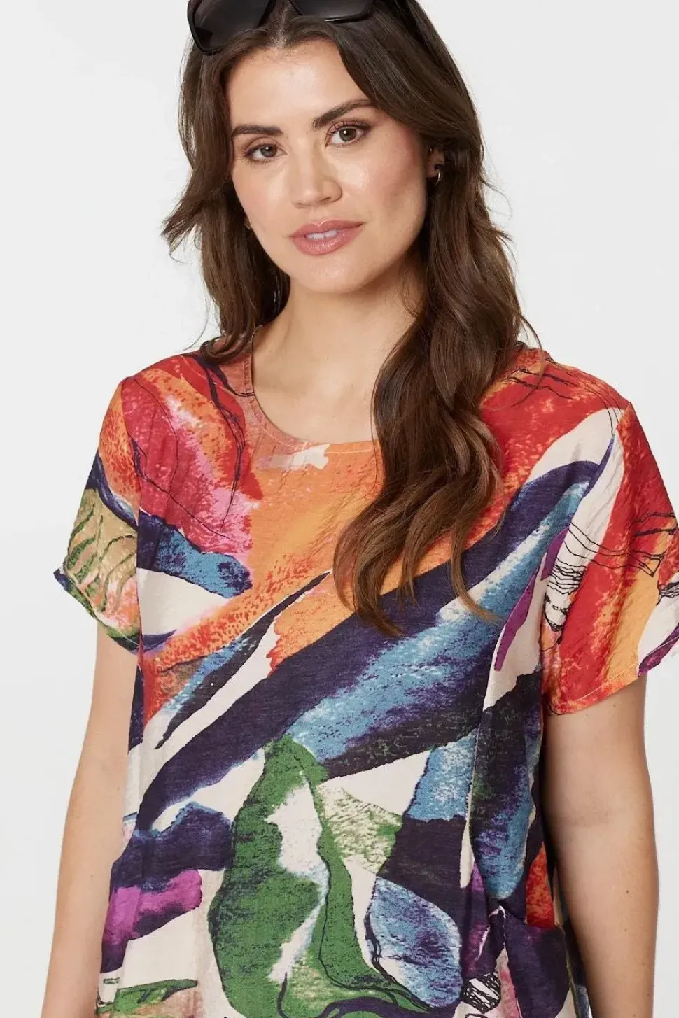 Abstract Print Short Sleeve Shift Dress