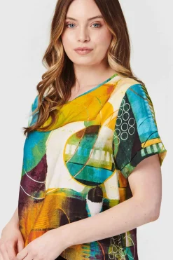 Abstract Print Short Sleeve Top