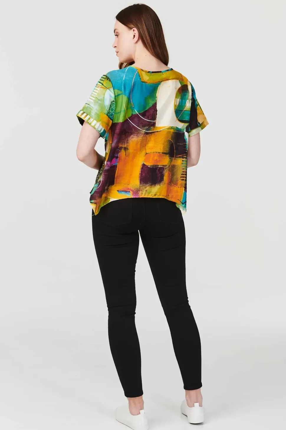 Abstract Print Short Sleeve Top
