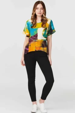 Abstract Print Short Sleeve Top
