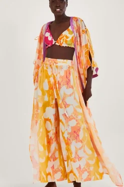 Abstract Print Side Split Trousers