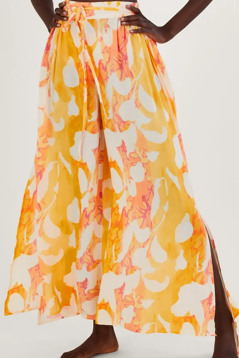 Abstract Print Side Split Trousers