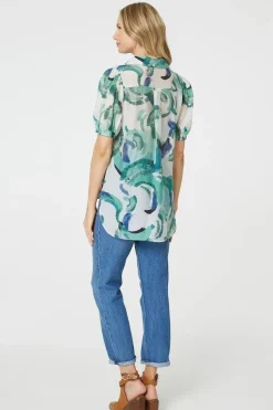 Abstract Print 1/2 Sleeve Blouse