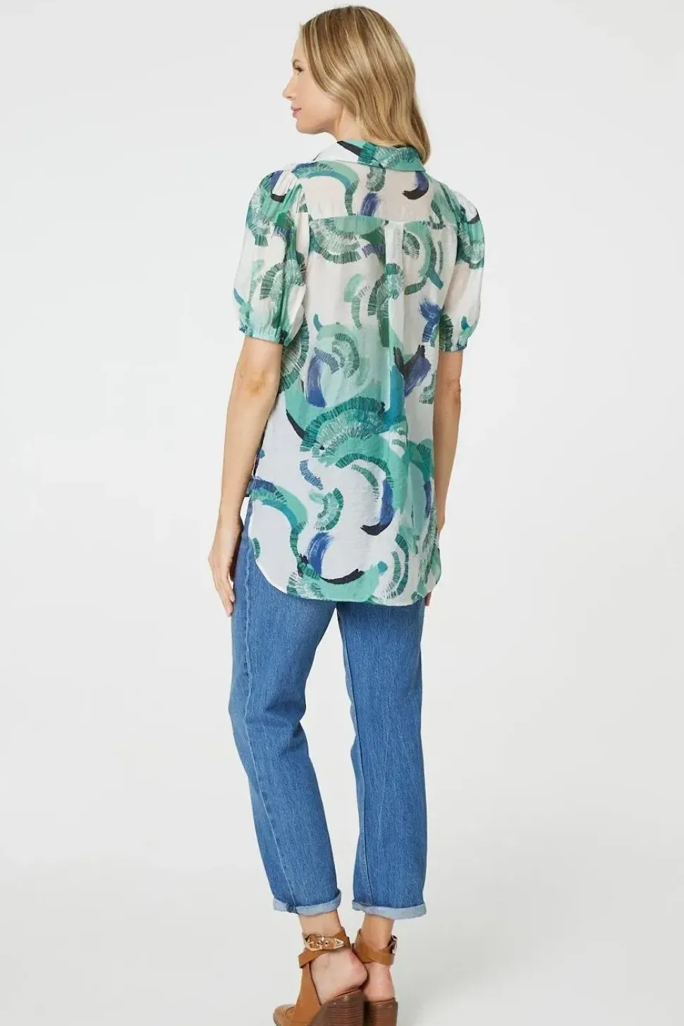 Abstract Print 1/2 Sleeve Blouse