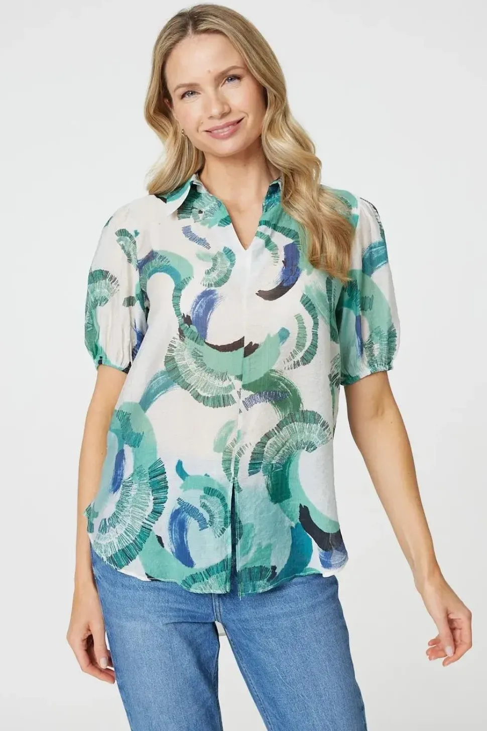 Abstract Print 1/2 Sleeve Blouse