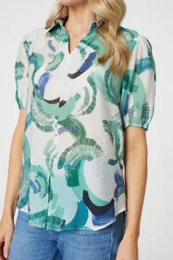 Abstract Print 1/2 Sleeve Blouse