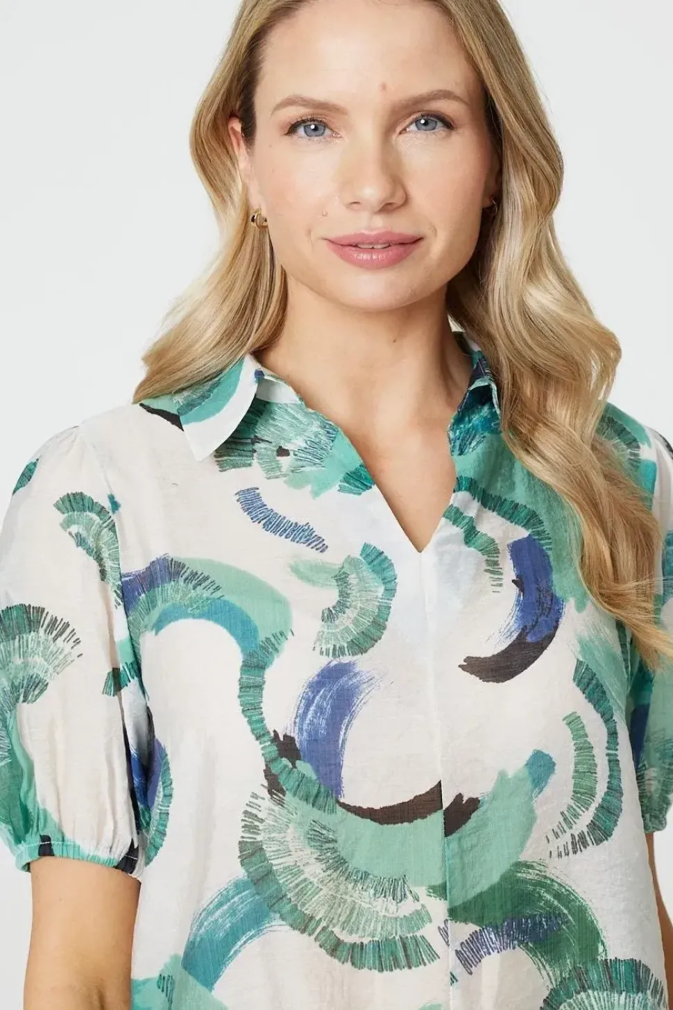 Abstract Print 1/2 Sleeve Blouse