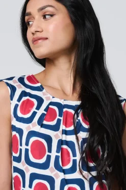 Abstract Print Sleeveless Knee Length Dress