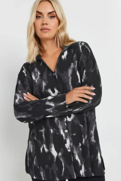 Abstract Print Textured Shirt
