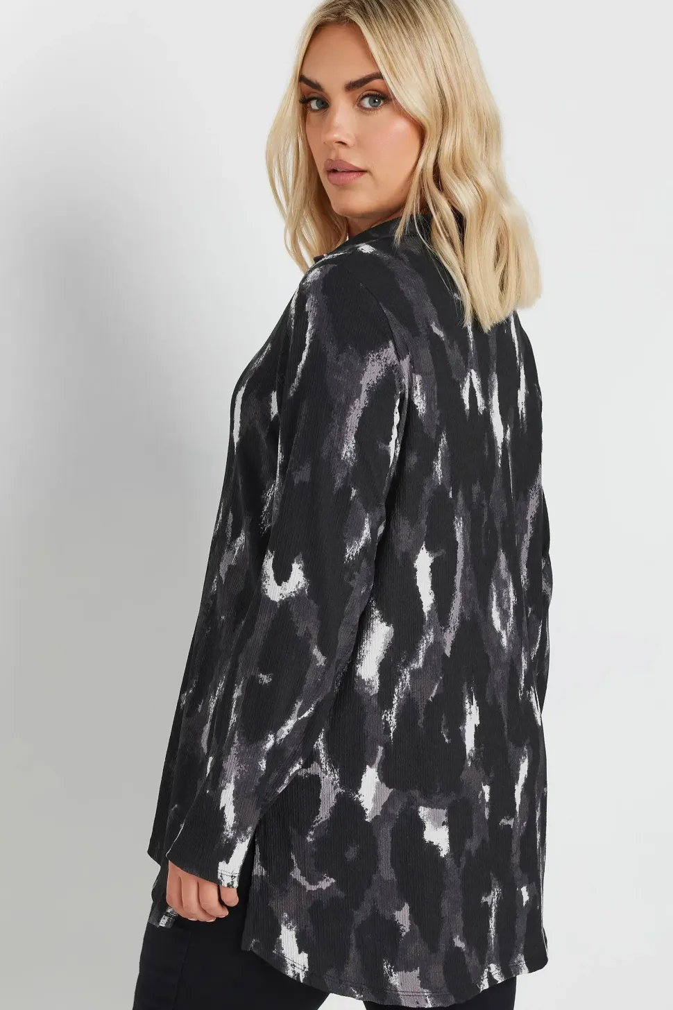 Abstract Print Textured Shirt
