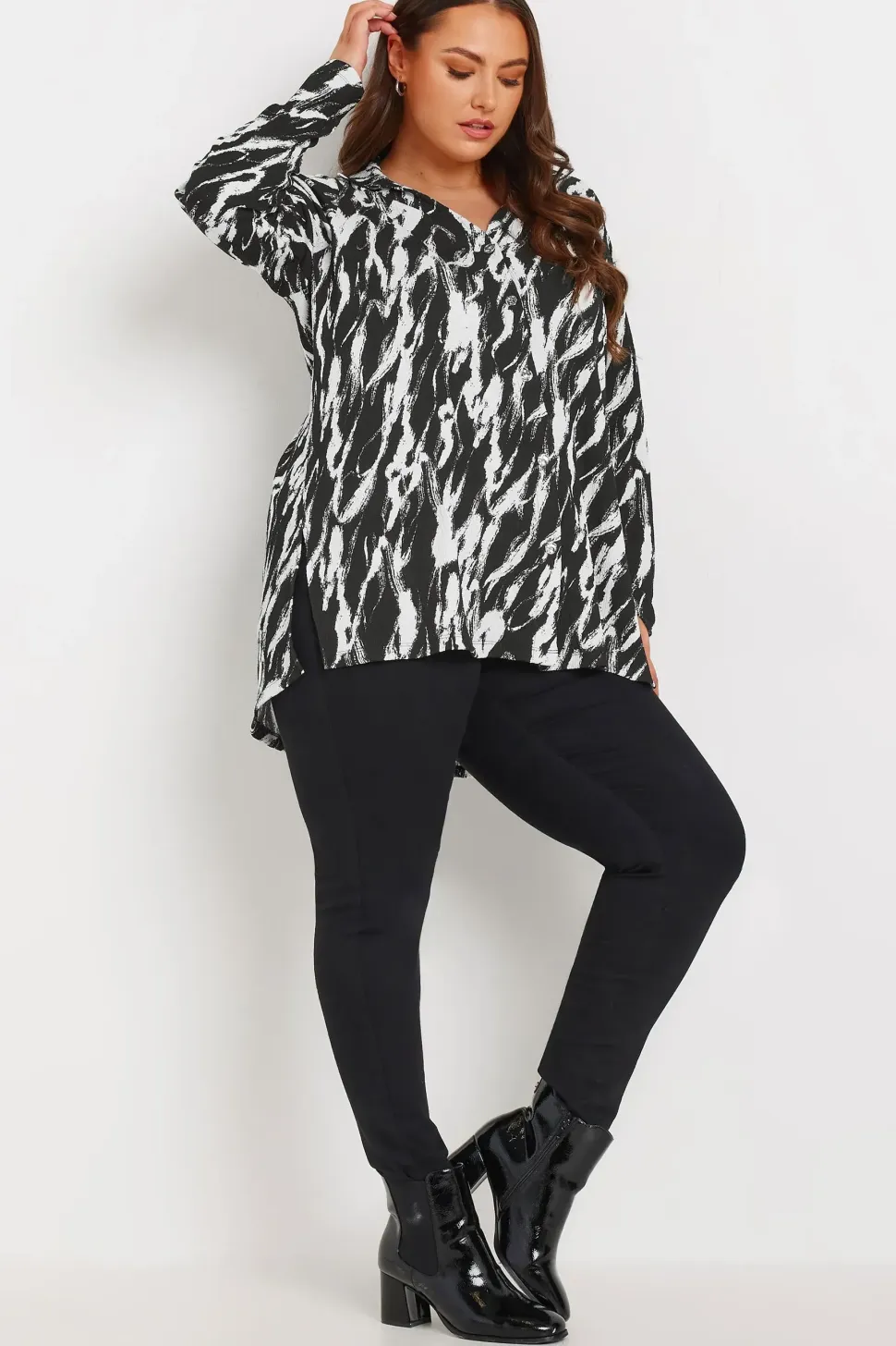 Abstract Print Textured Shirt