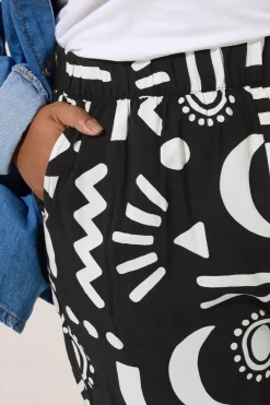 Abstract Print Wide Leg Cropped Trousers