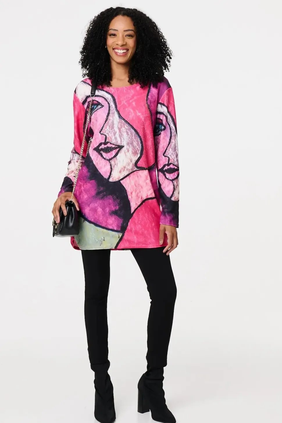 Abstract Sequin Detail Tunic Top