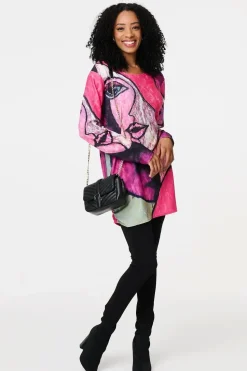 Abstract Sequin Detail Tunic Top