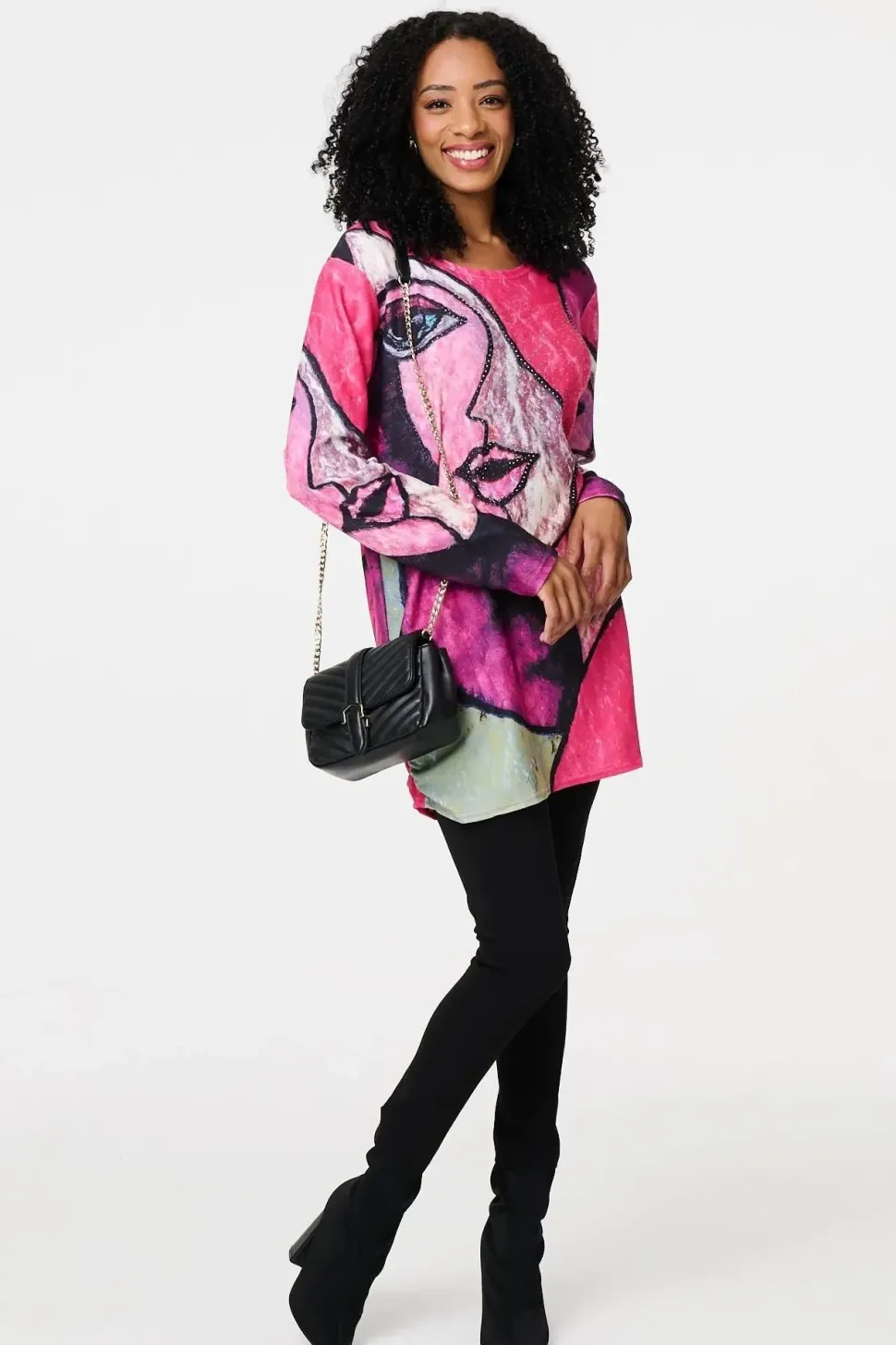 Abstract Sequin Detail Tunic Top