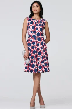 Abstract Sleeveless Knee Length Dress