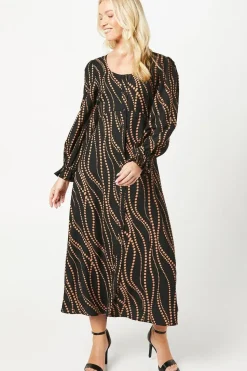 Abstract Spot Scoop Neck Shirt Dress
