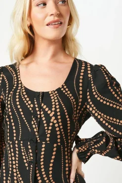 Abstract Spot Scoop Neck Shirt Dress