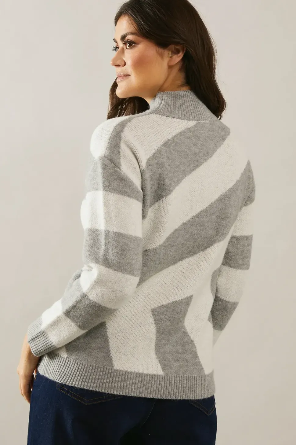 Abstract Stripe High Neck Jumper